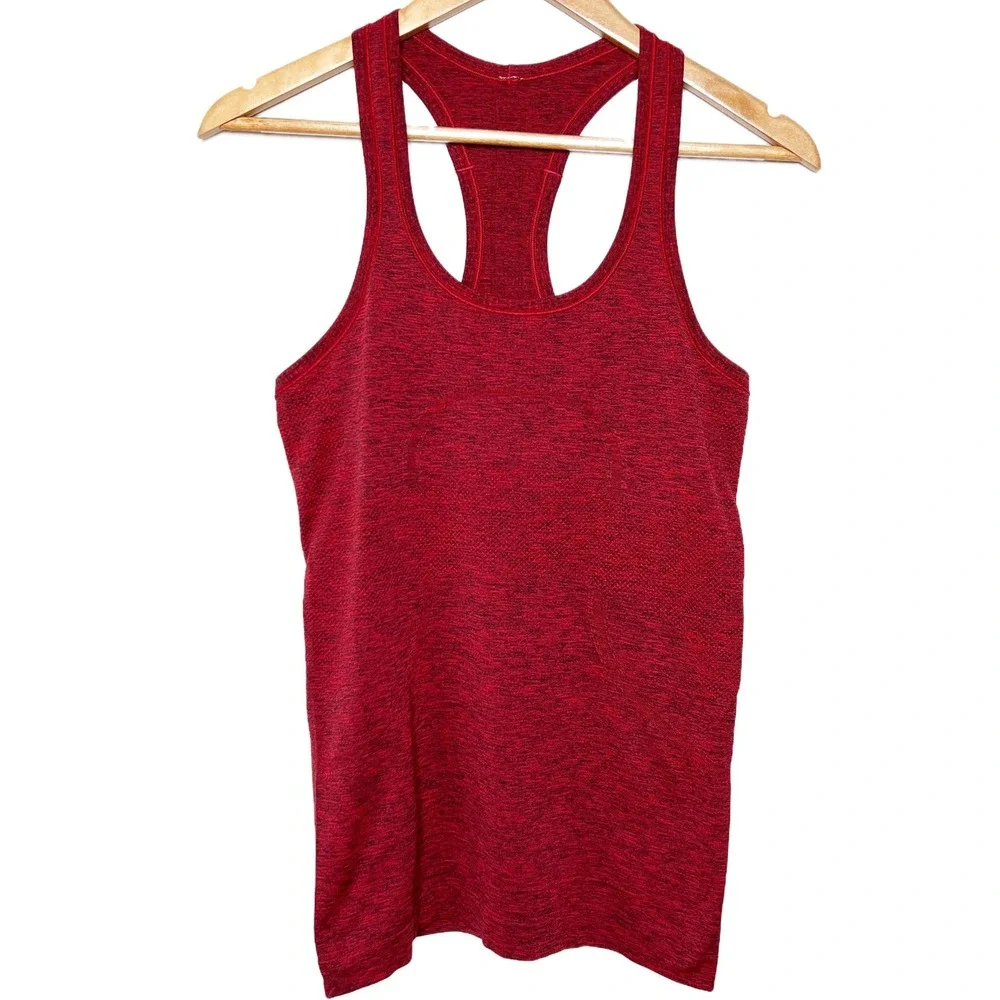Lululemon Womens‎ Swiftly Racerback Tank Top Heathered Dark Red Space Dye Size 6